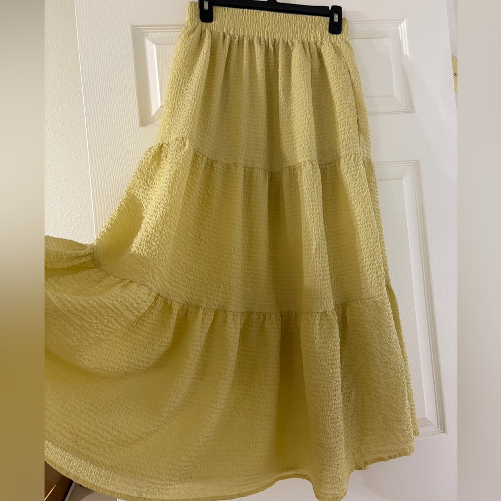 Endless Rose Butter Yellow A-Line Tiered Skirt